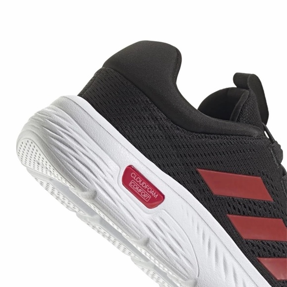 Adidas Mens Cloudfoam Comfy Elastic Lace Sneaker Shoes Black/Red IH3609 Size 7.5 - Picture 12 of 14